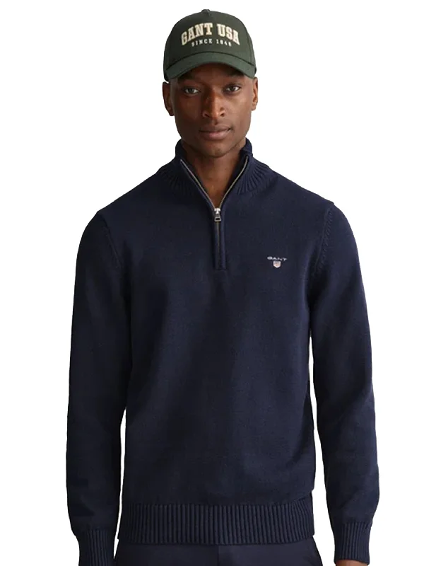 Sporty Hoodies Gant | Mens Cotton Half Zip Sweatshirt