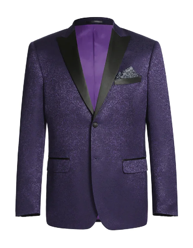 Functional Shirts Purple Prom Suit - Purple Prom Outfit - Purple Paisely Prom Tuxedo