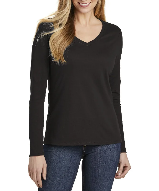 Urban Shirts Women's Long Sleeve V-Neck Cotton T-Shirt