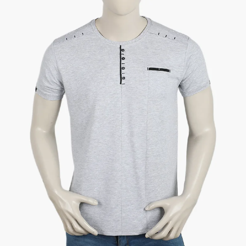 Weekend Wear Men's Half Sleeves Fancy T-Shirt - Grey