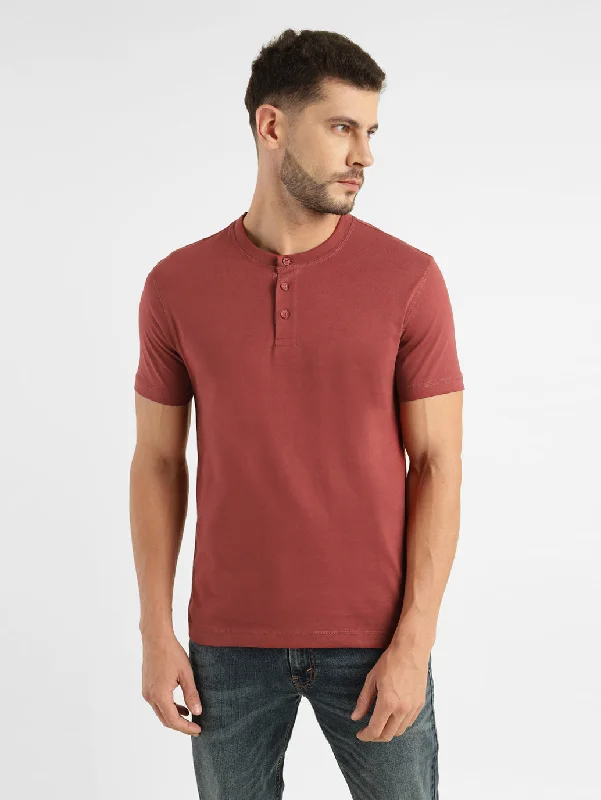 Relaxed Tops Men's Solid Henley T Shirt