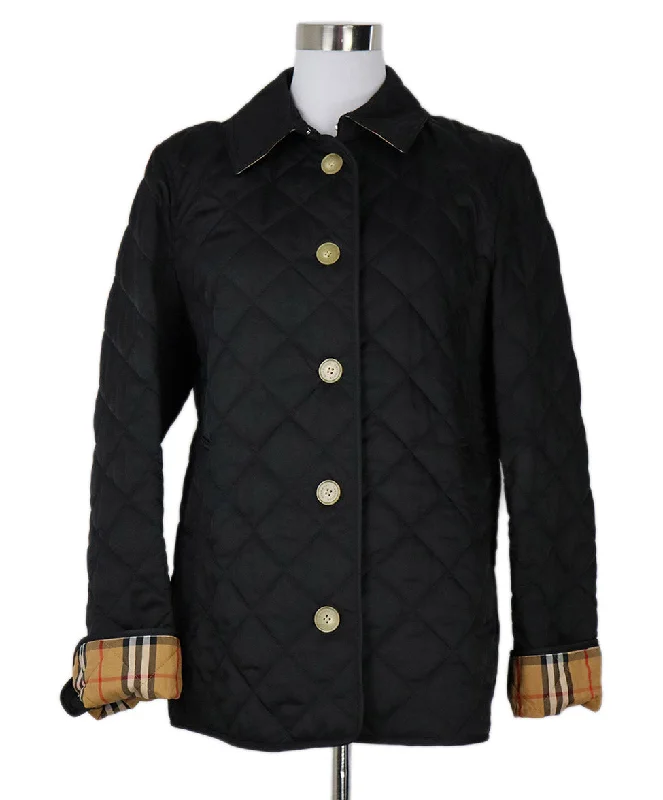 Minimal Tops Burberry Black Quilted Jacket sz 10