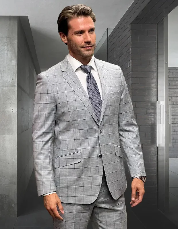 Functional Shirts Statement Porto-4 Gray Super 200's Italian Wool Suit