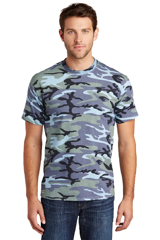 Fashionable Hoodies Port & Company Mens Core Short Sleeve Crewneck T-Shirt - Woodland Blue Camo