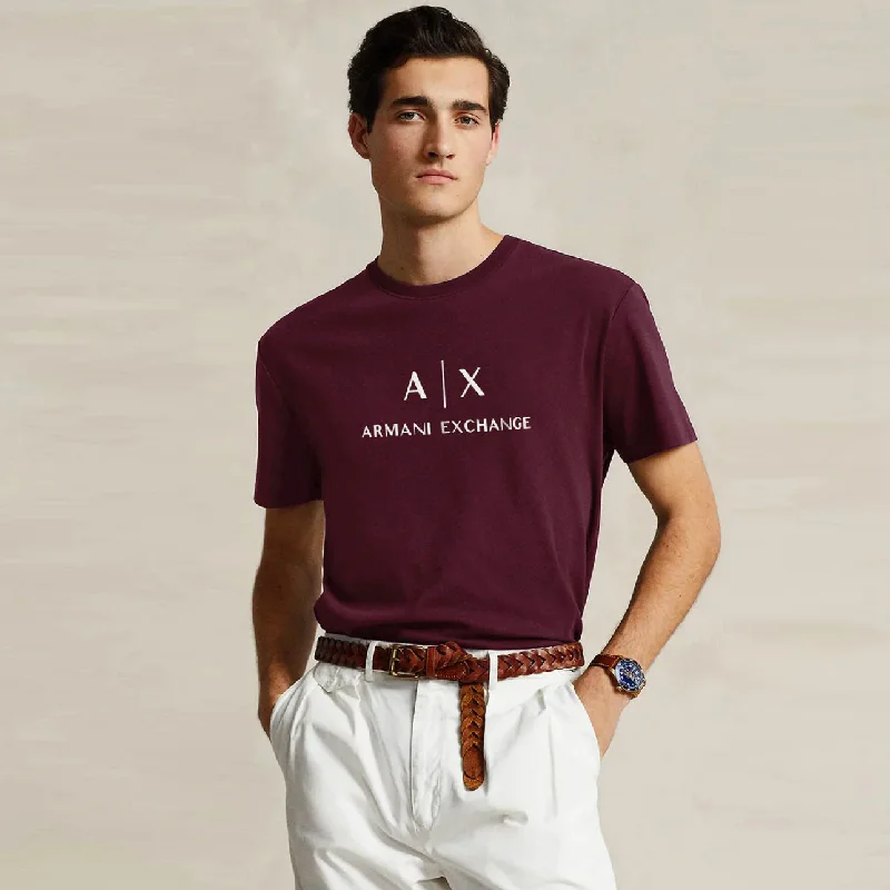 Sporty Sweatshirts AX - Men 'Burgundy' Armani Exchange Printed Logo T-Shirt AX773