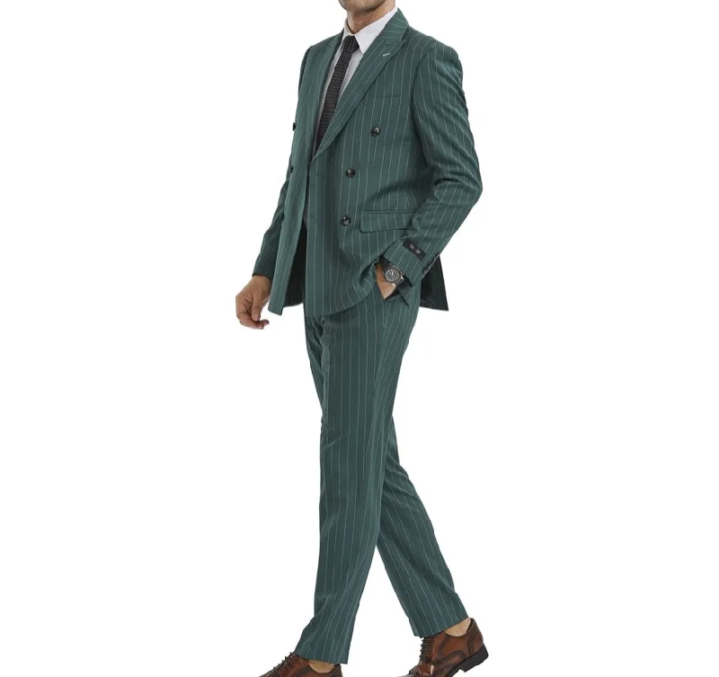 Trendy Hats Men’s Double Breast Pinstripe Suit