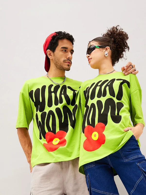 Sporty Bottoms Unisex Green WHAT WOW Oversized T-Shirt