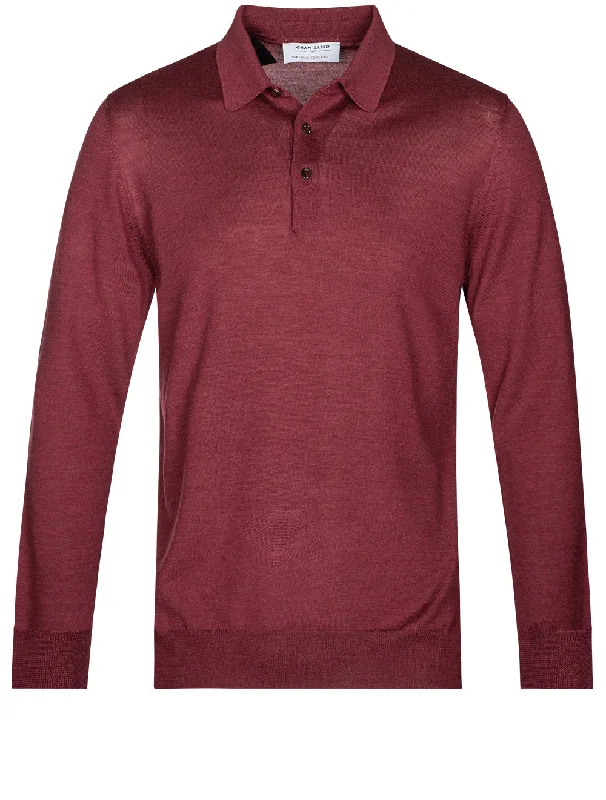 Practical Outfits Tennis Long Sleeve Polo Burgundy