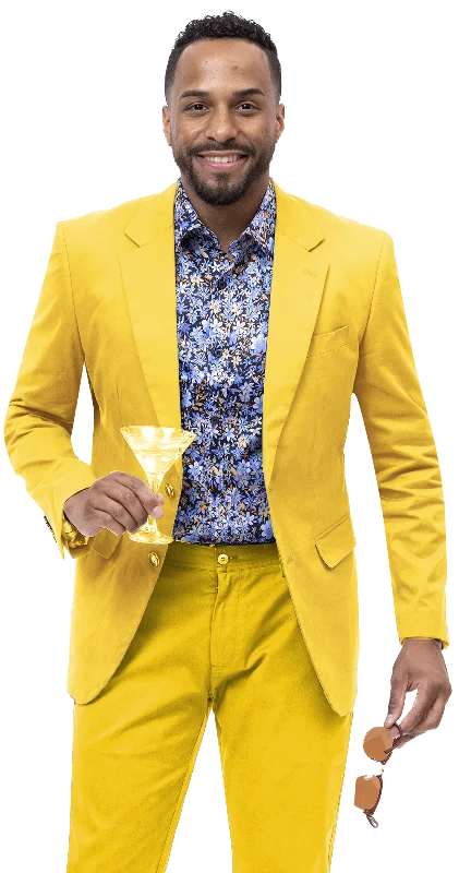 Active Tops Men Solid Blazer CHJ01  - Yellow