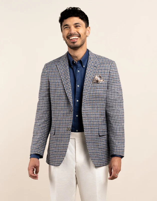 Casual Suits Hawker Blue and Brown Gun Check Blazer