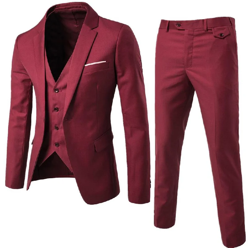 Relaxed Footwear Man Suit Business Formal Leisure Dress Slim Fit Waistcoat Three-piece Groom Best