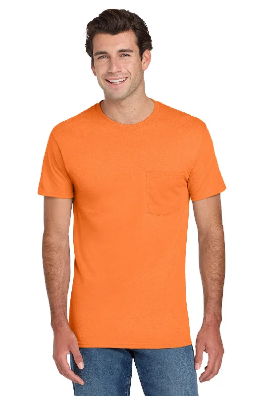 Trendy Footwear Jerzees Mens Dri-Power Moisture Wicking Short Sleeve Crewneck T-Shirt w/ Pocket - Safety Orange