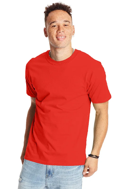 Comfy Shirts Hanes Mens Beefy-T Short Sleeve Crewneck T-Shirt - Poppy Red