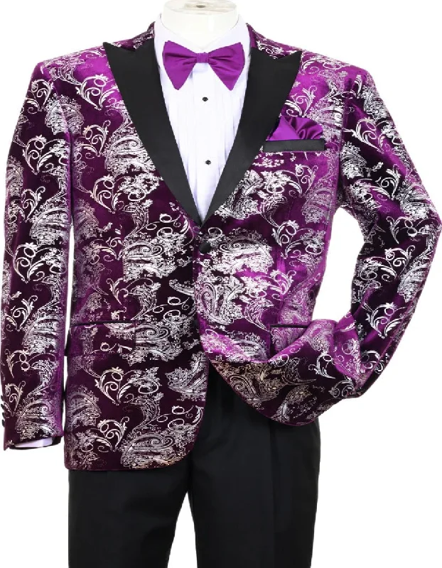 Premium Pants Purple Prom Suit - Purple Prom Outfit - Purple Paisley Foil Tuxedo