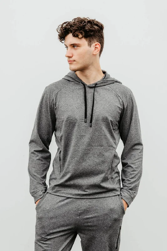 Sleek Tops 1897 Active Every Day Performance Hoodie for Men in Charcoal | MJ850-CHARCOALHEATHER