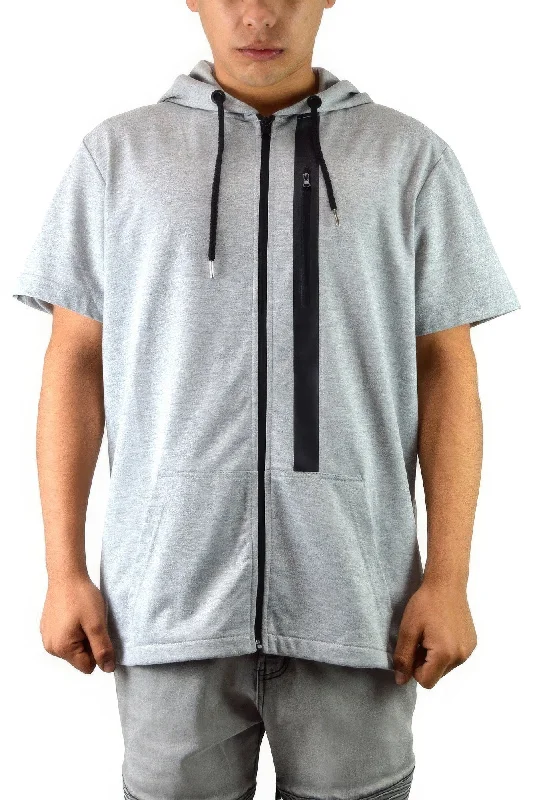 Casual Tops Men's Casual Short Sleeve Zip-up Hoodie Tops