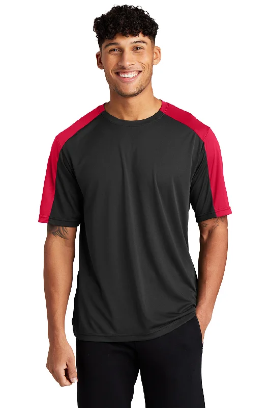 Simple Shirts Sport-Tek Mens Competitor Moisture Wicking Short Sleeve Crewneck T-Shirt - Black/True Red