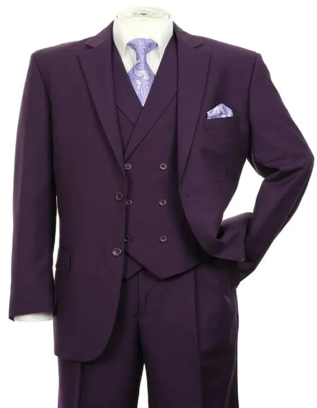 Comfortable Sweaters Mens Two Button Fashion Double Breasted Purple Suit