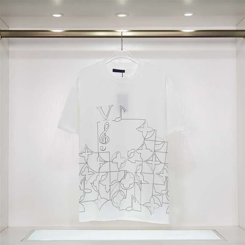 Trendy Jeans LV - Men 'White' Designers Note Letters Finely Embroidered Oversized T-Shirt LV803