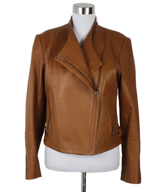 Fashion Hoodies Theory Brown Leather Jacket sz 6