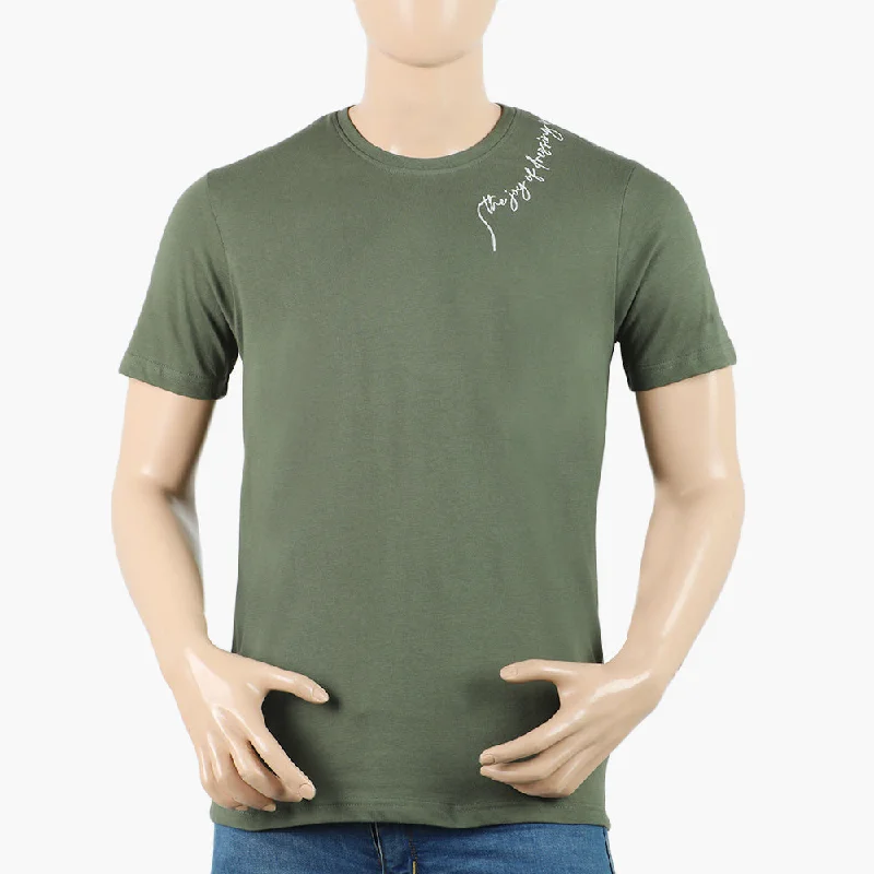 Sporty T-shirts Eminent Men's Round Neck Half Sleeves Printed T-Shirt - Olive Green