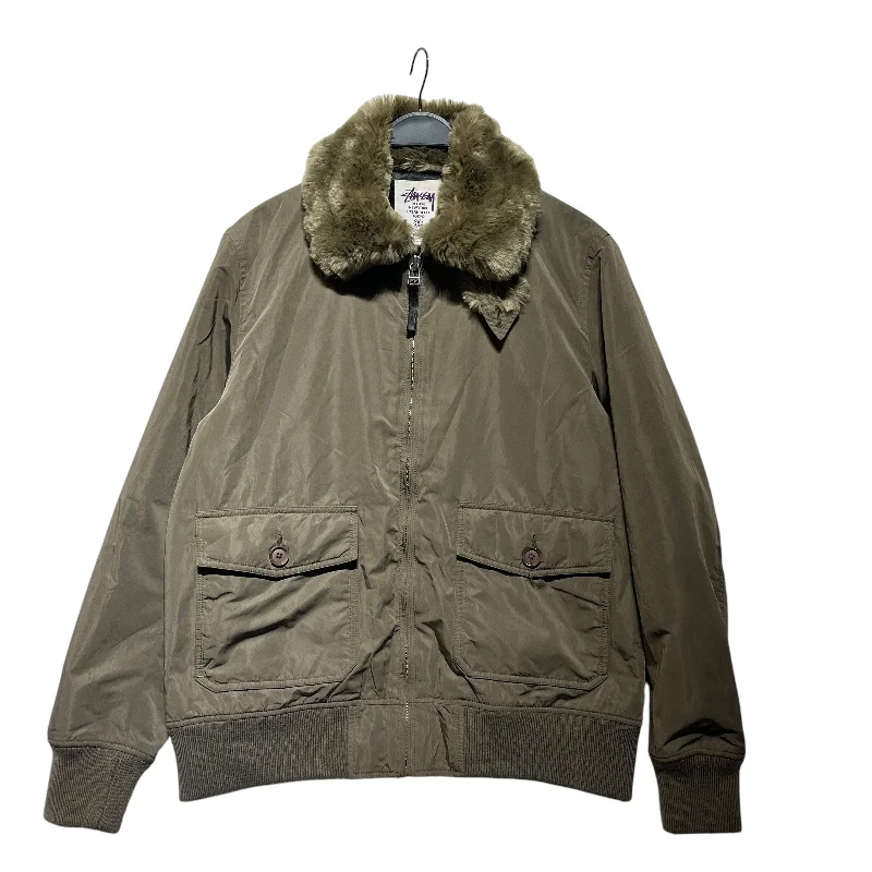 Fashion Layers STUSSY/Jacket/L/Nylon/GRN/fur coat