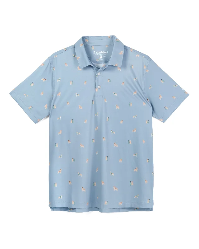 Athletic Pants Chubbies The Barkin' Up the Wrong Tree Performance Polo Shirt - Dusty Blue