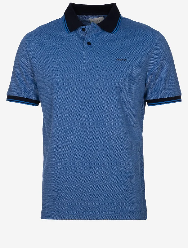 Casual Sneakers 4-Colour Oxford Short Sleeve Piqué Polo Day Blue