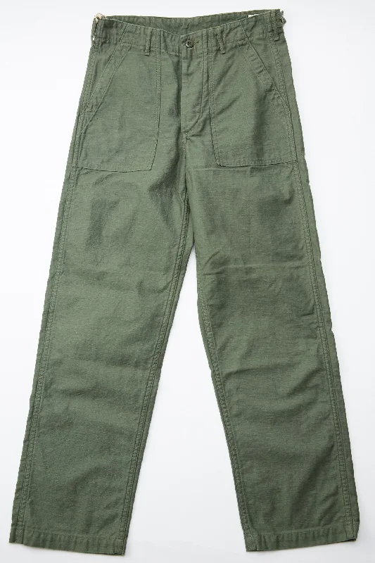 Trendy Hats orSlow US Army Fatigue Pants (Regular Fit) - Green Reverse Cotton Sateen