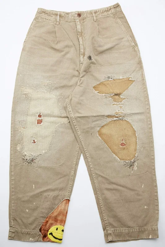 Fashionable T-shirts Kapital Katsuragi High Waisted NIME Pants (Lumber Jack Damaged) - Beige