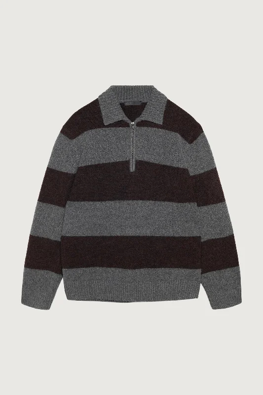 Elegant Pants STRIPED RUGBY POLO SWEATER