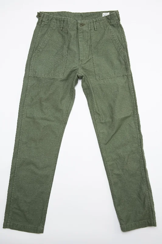 Casual Trends orSlow Slim Fit Fatigue Pants - Green Reverse Cotton Sateen