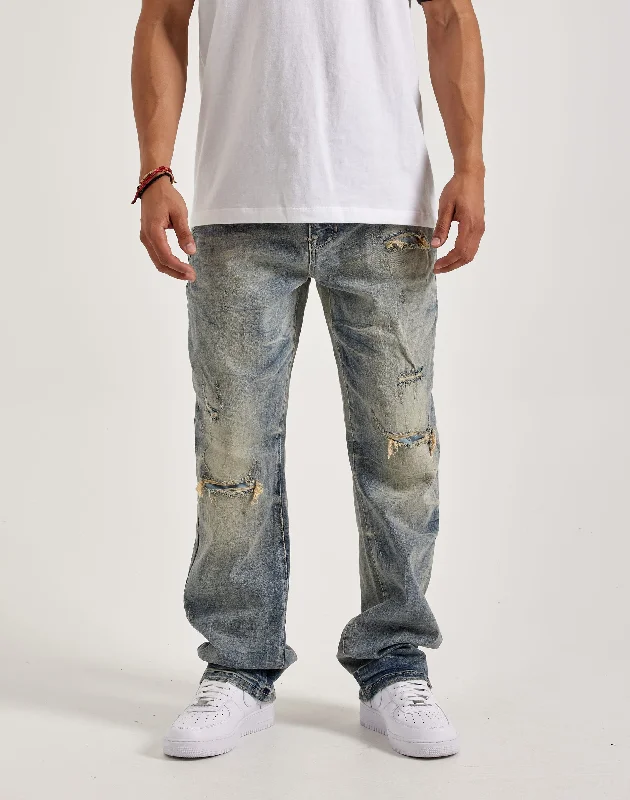 Premium Pants Smoke Rise Rip & Repair Straight Denim Jeans