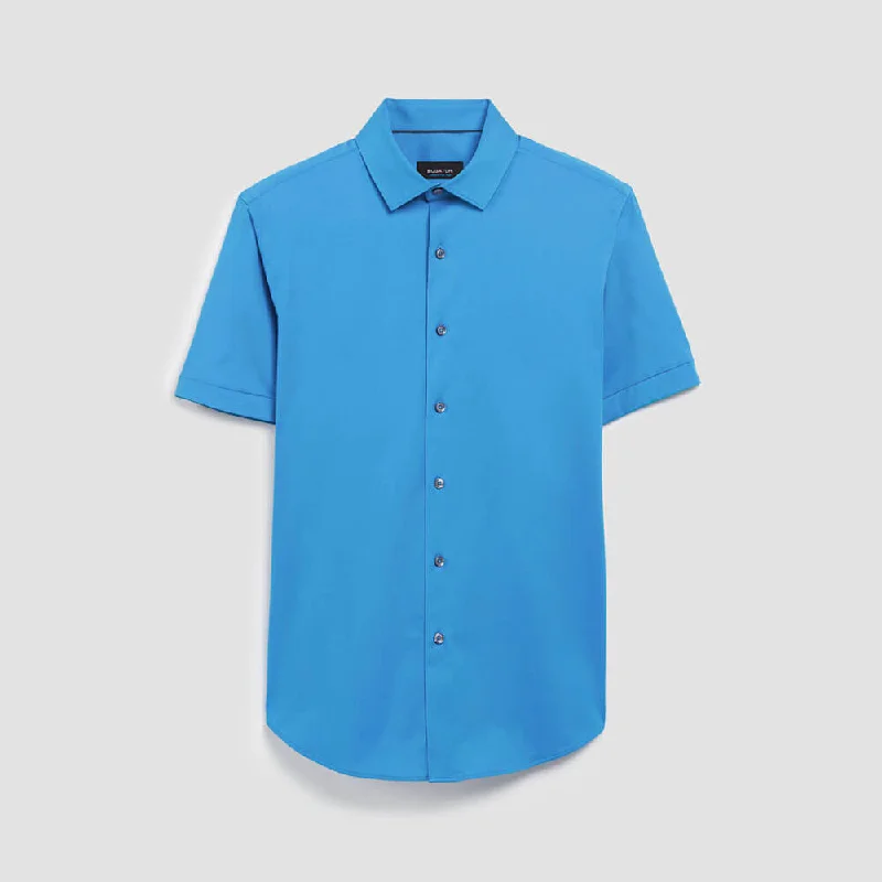 Street Styles Bugatchi Ooohcotton Miles Short Sleeve Sport Shirt - Ocean