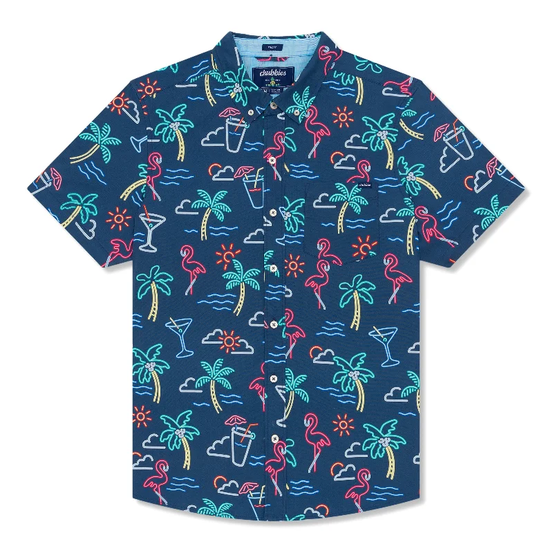 Weekend Wear Chubbies The Neon Light Short Sleeve Sport Shirt - Navy