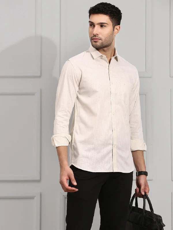 Fashion Shirts Men 100% Cotton Shirt Cream CL2 GT15