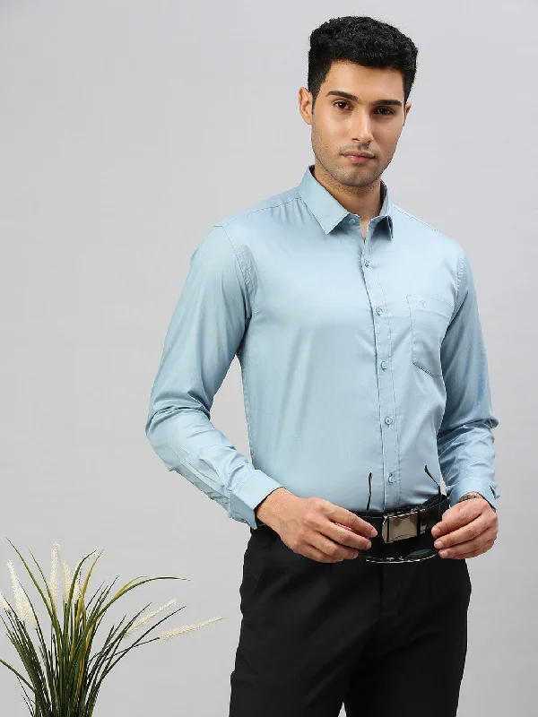 Versatile Shorts Men 100% Cotton Shirt Blue TW3