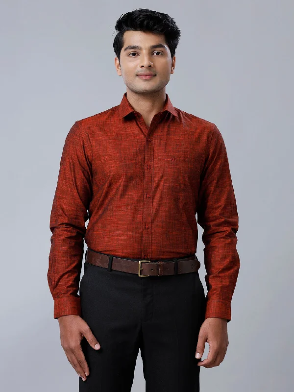 Classic Suits Men 100% Cotton Shirt Dark Maroon GT28