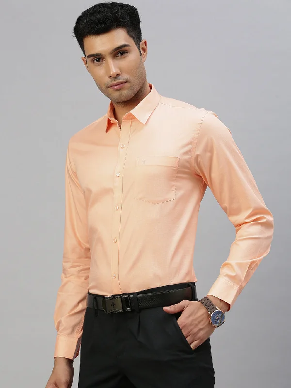 Comfortable Suits Men 100% Cotton Shirt Orange TW2