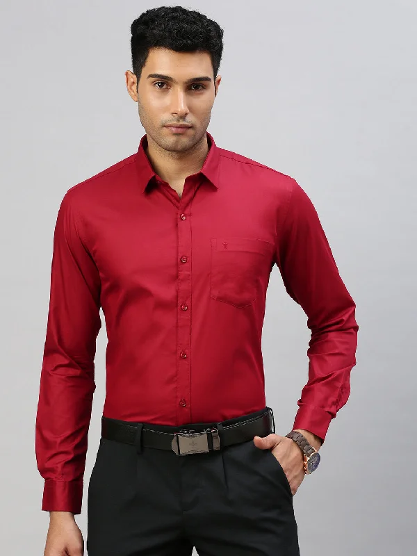 Sleek Tops Men 100% Cotton Shirt Red TW4