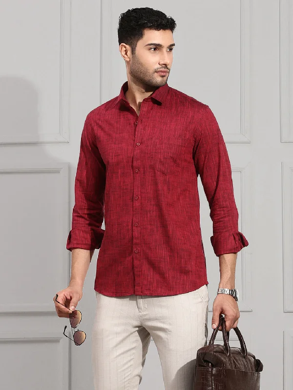 Functional Shirts Men 100% Cotton Shirt Red CL2 GT3