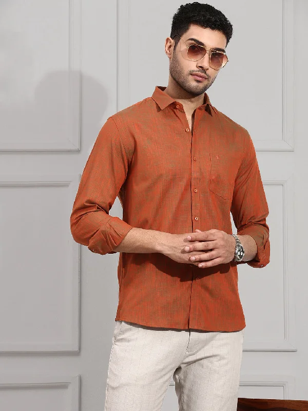 Urban Tops Men 100% Cotton Shirt Reddish Brown CL2 GT30