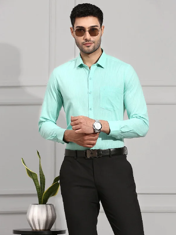 Relaxed Tops Men 100% Cotton Shirt Vivid Cyan CL2 GT6