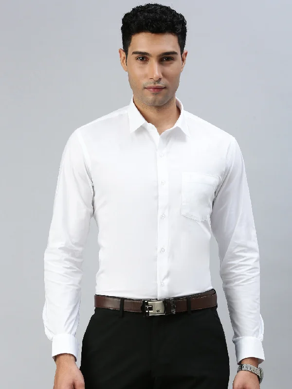 Casual Trends Men 100% Cotton White Shirt RR Image