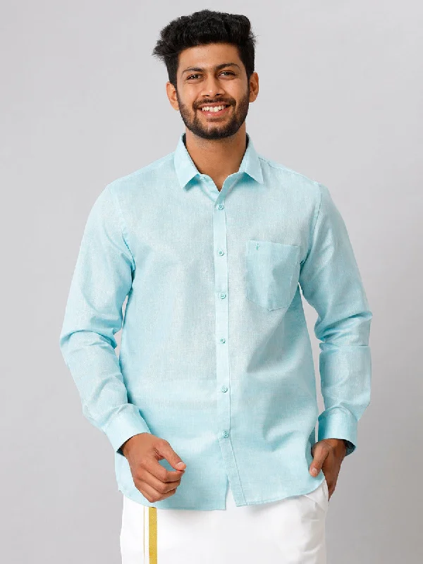 Fashion Accessories Men Cotton Blend Shirt Sky Blue CV10