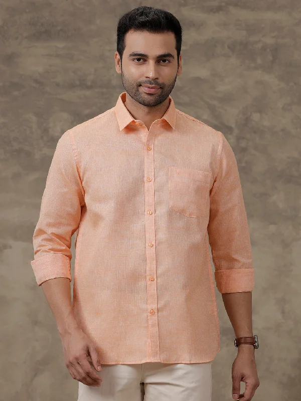 Trendy Shirts Men Cotton Blend Shirt Light Orange CV12