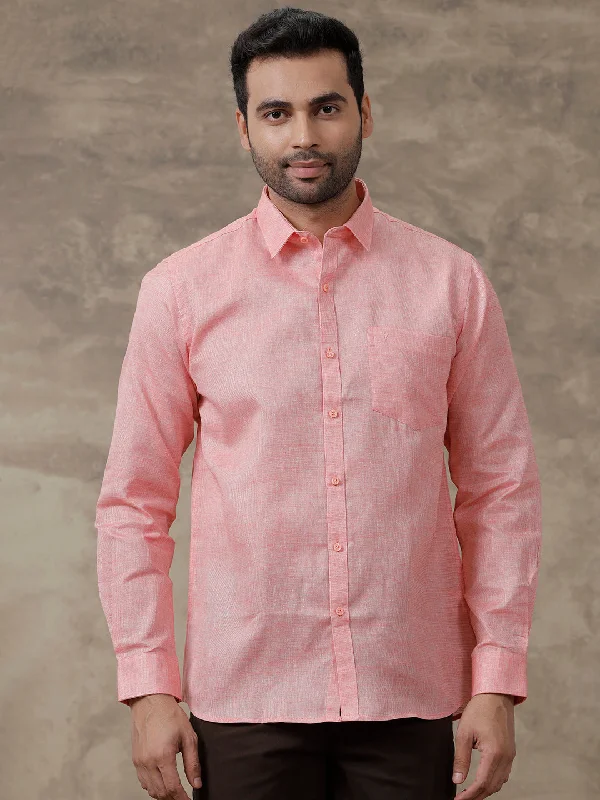 Practical Outfits Men Cotton Blend Shirt Light Pink CV11