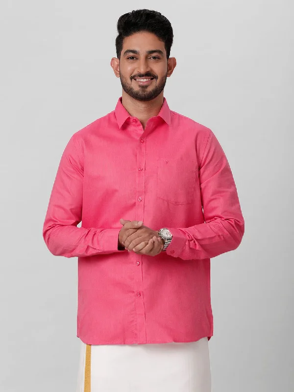 Classic Shirts Men Cotton Rich Full Sleeves Shirt Pink TG2