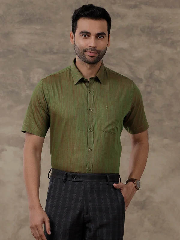 Stylish Casuals Men Cotton Rich Half Sleeves Shirt Green T32 TH8