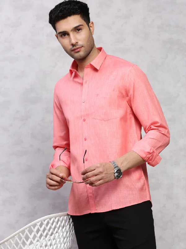 Summer Outfits Men Cotton Rich Shirt Pink T12 CK5